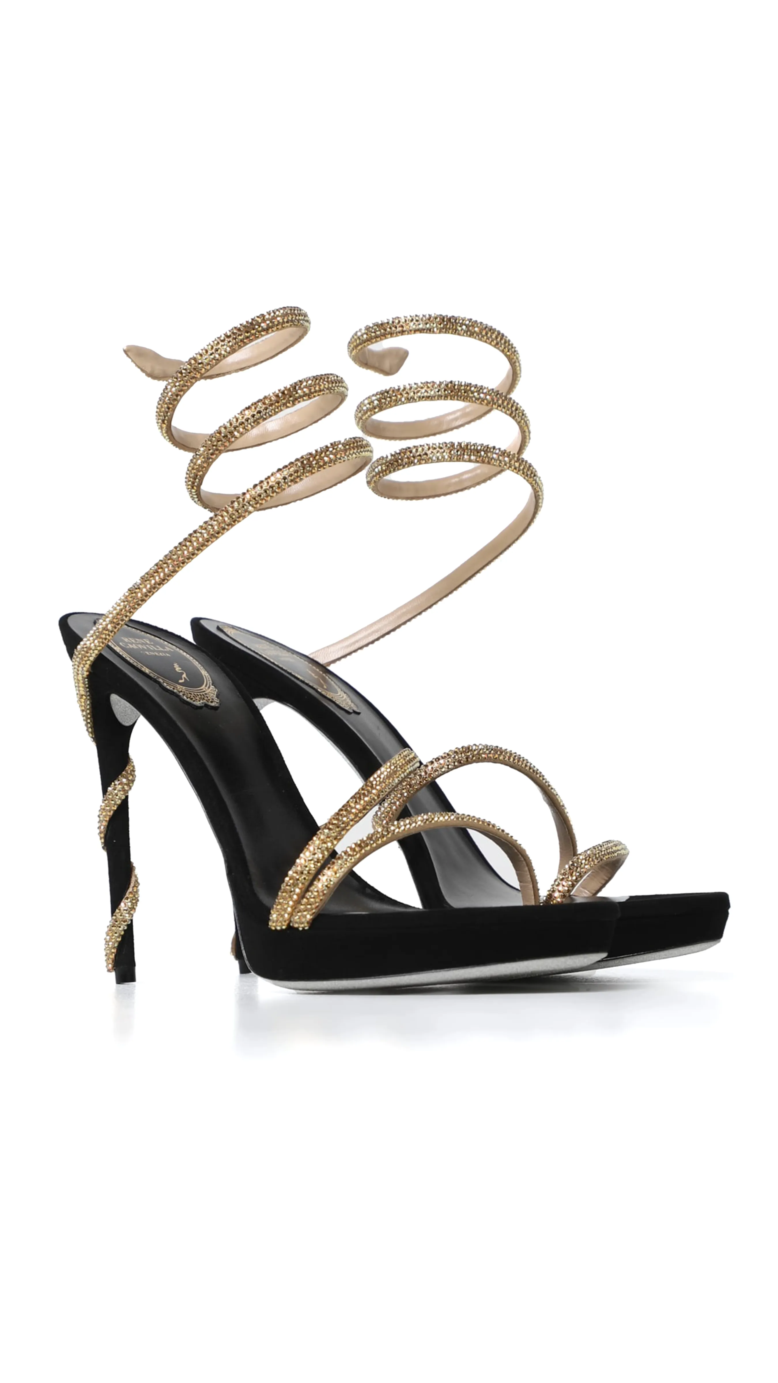 Black/Gold Crystal Platform Sandals