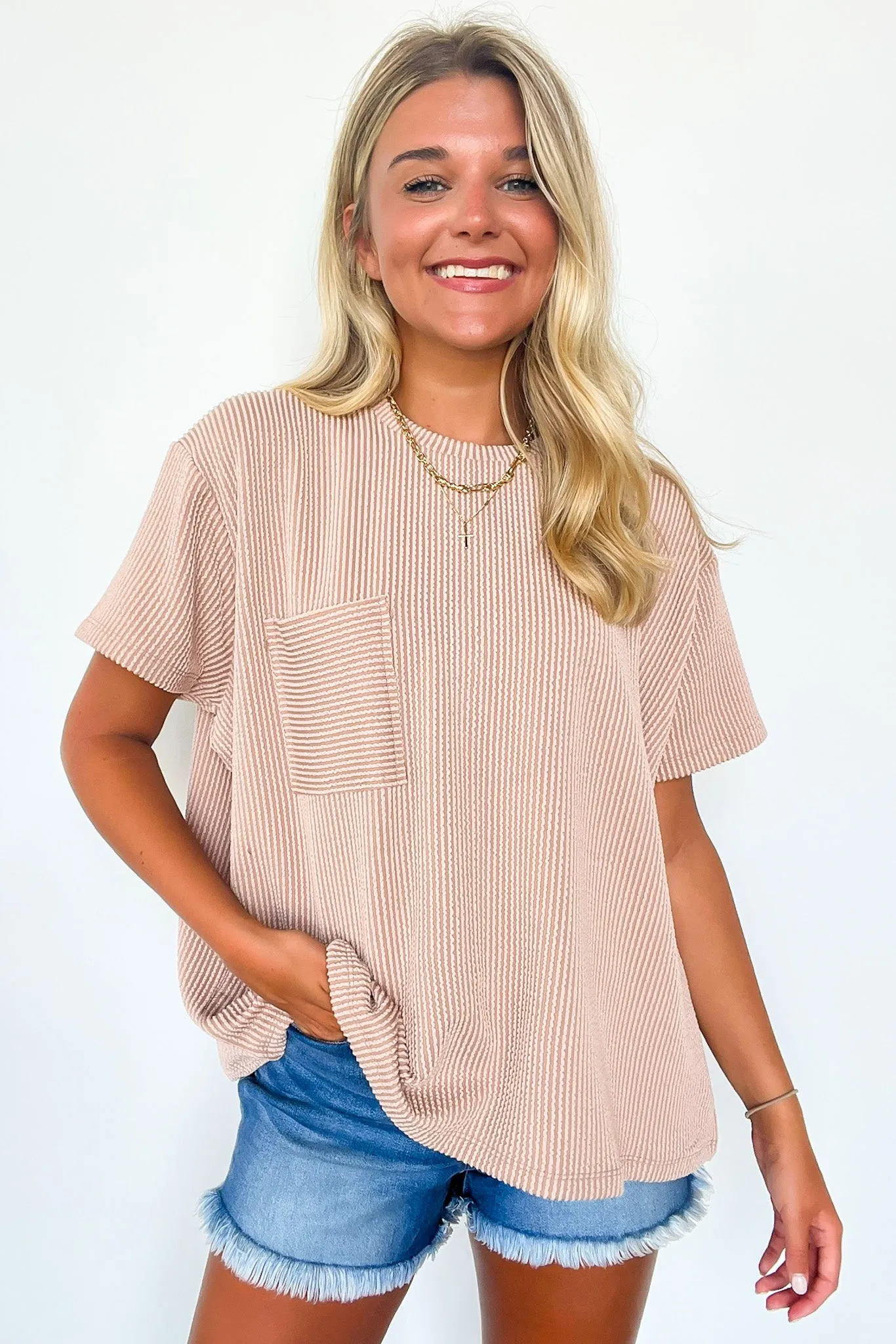 Textured Knit Pocket Top