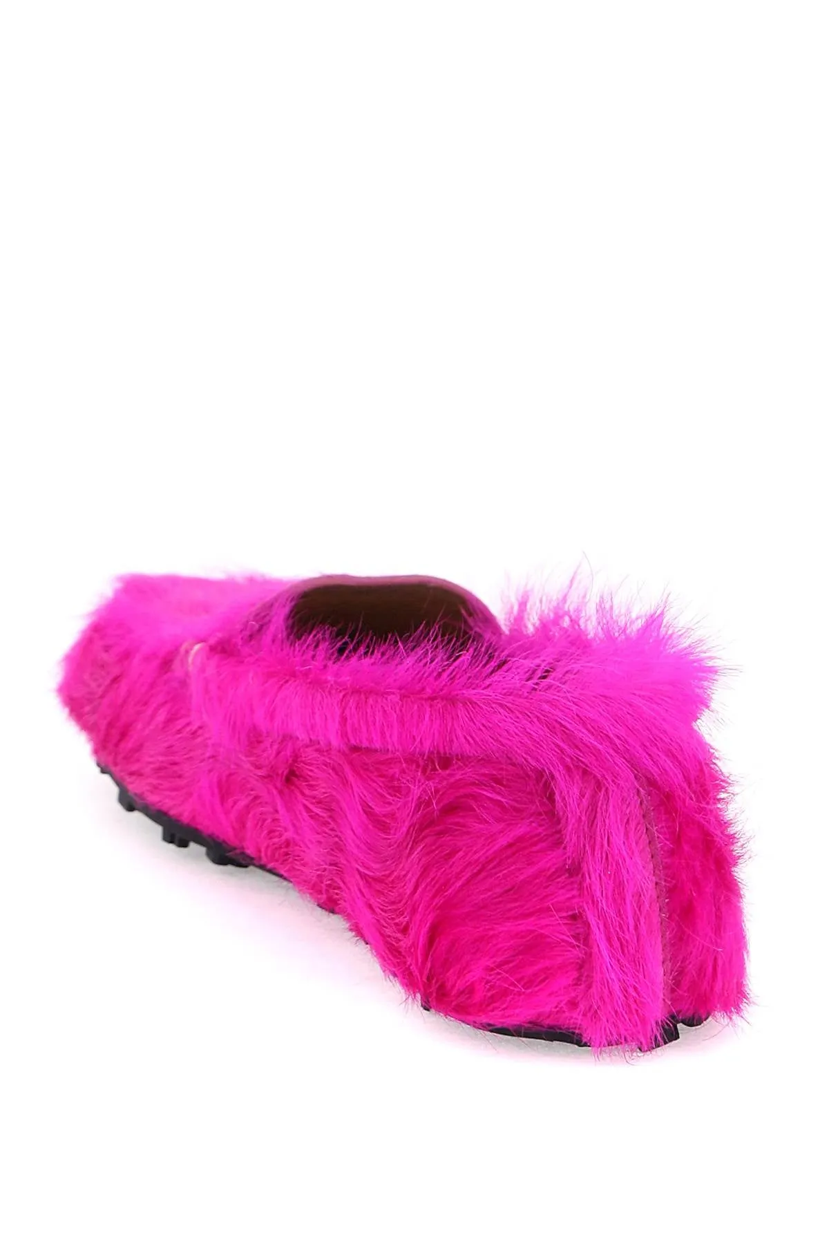 Marni pink long hair leather moccasins MOMR005800P4122 FUXIA.