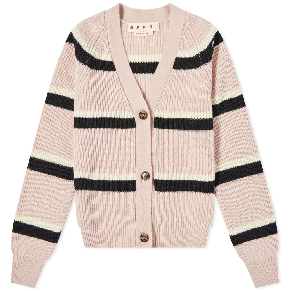 Marni Pink Striped Knit Cardigan