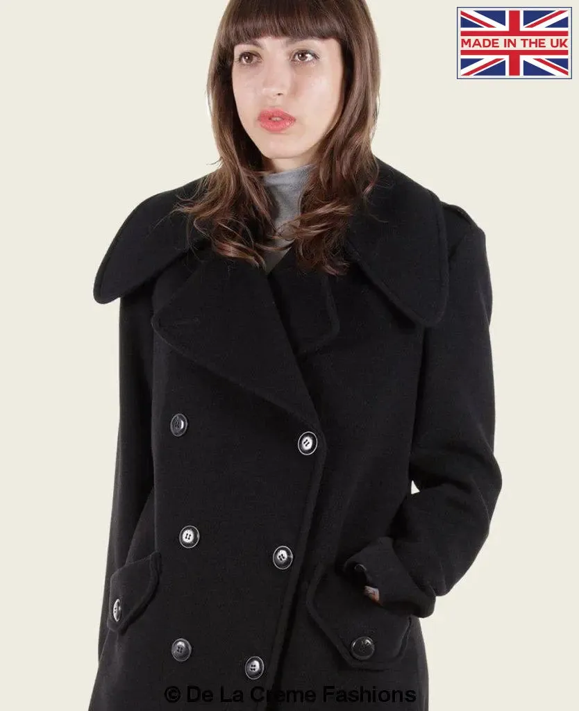 MARQUETTA - Womens Double Breasted Wool & Cashmere Blend Long Coat