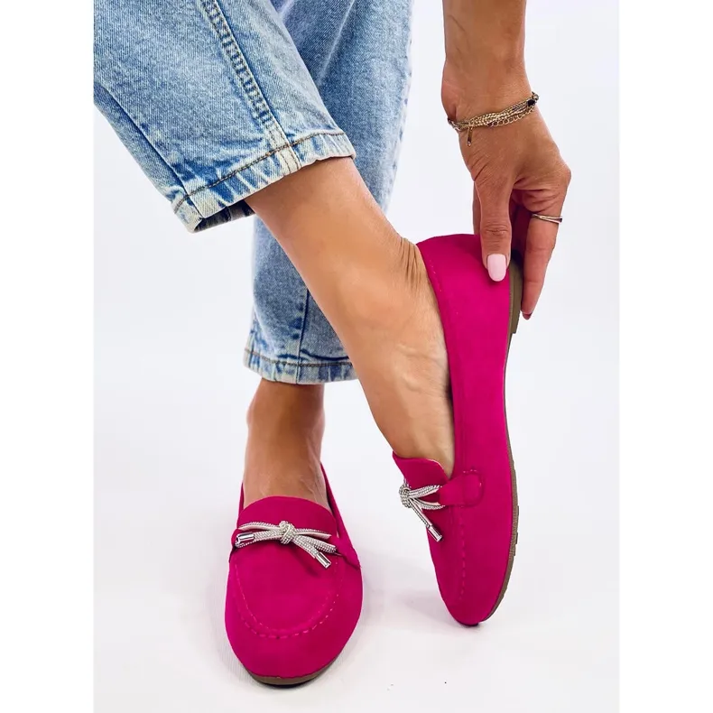 Fuchsia Suede Moccasins Pink