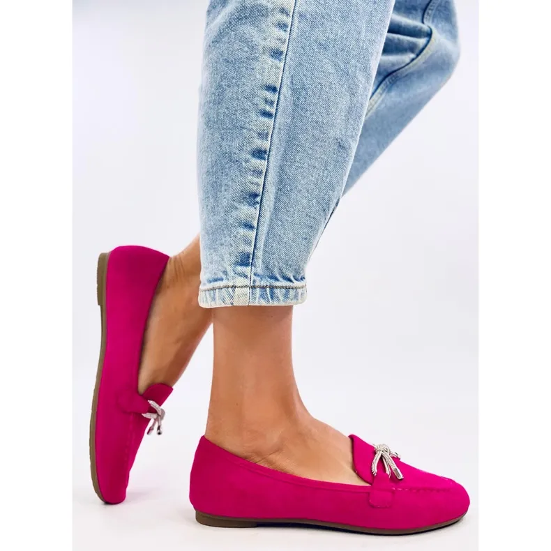 Fuchsia Suede Moccasins Pink