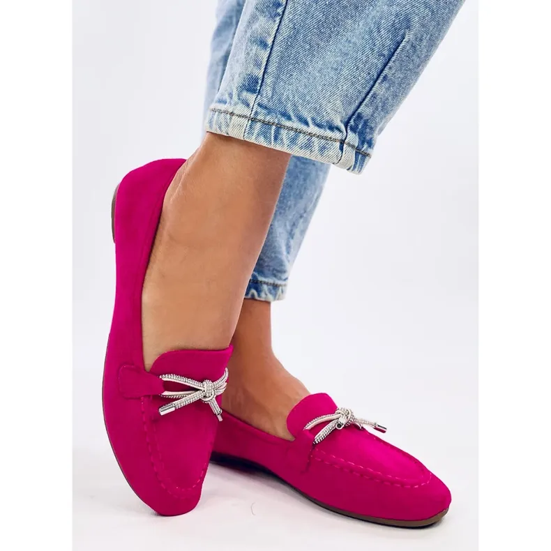 Fuchsia Suede Moccasins Pink