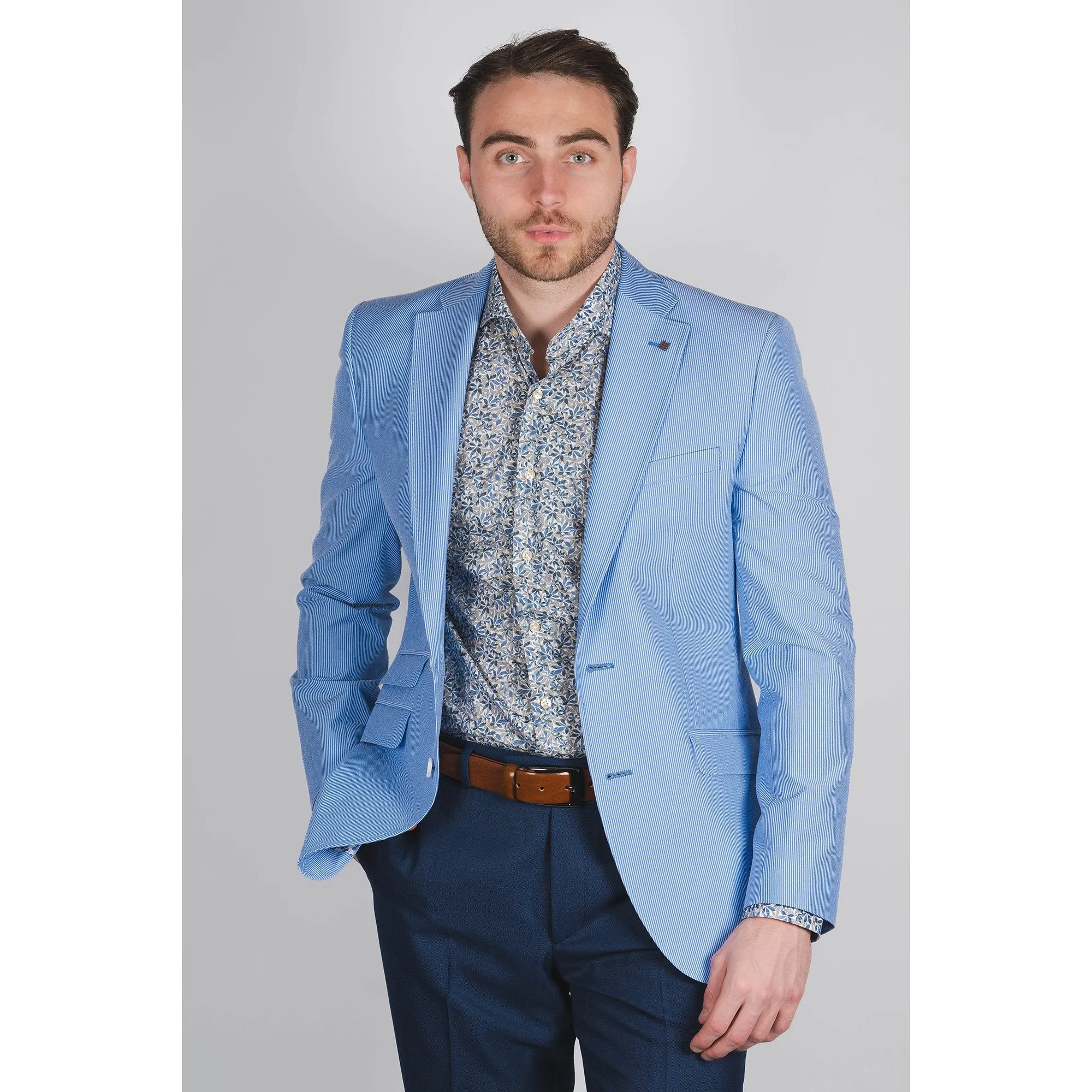 Marzotto Sky Blue Seersucker Jacket