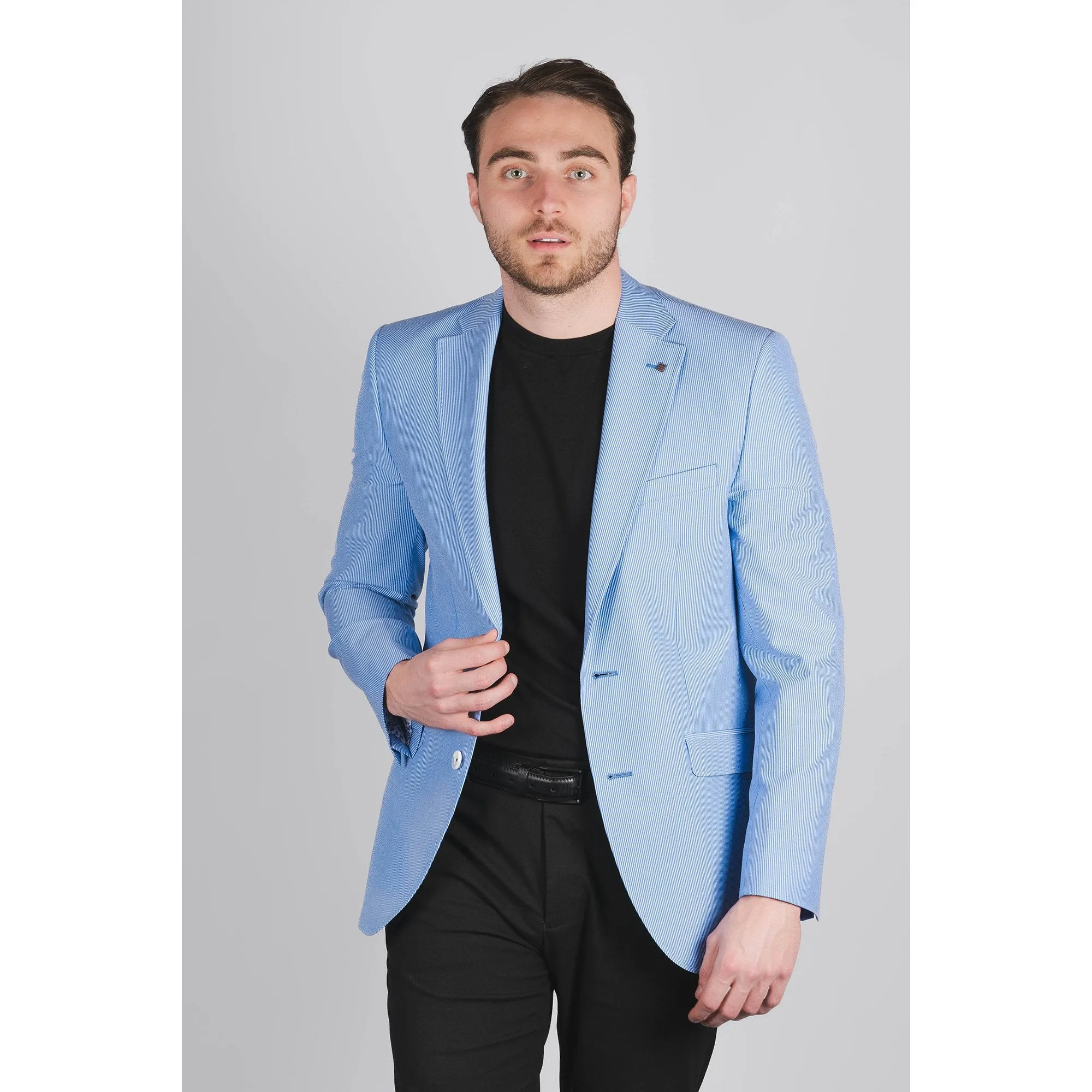 Marzotto Sky Blue Seersucker Jacket