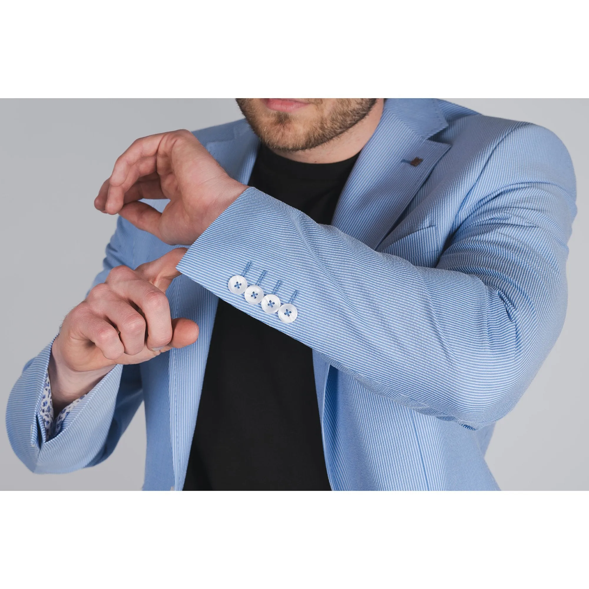 Marzotto Sky Blue Seersucker Jacket