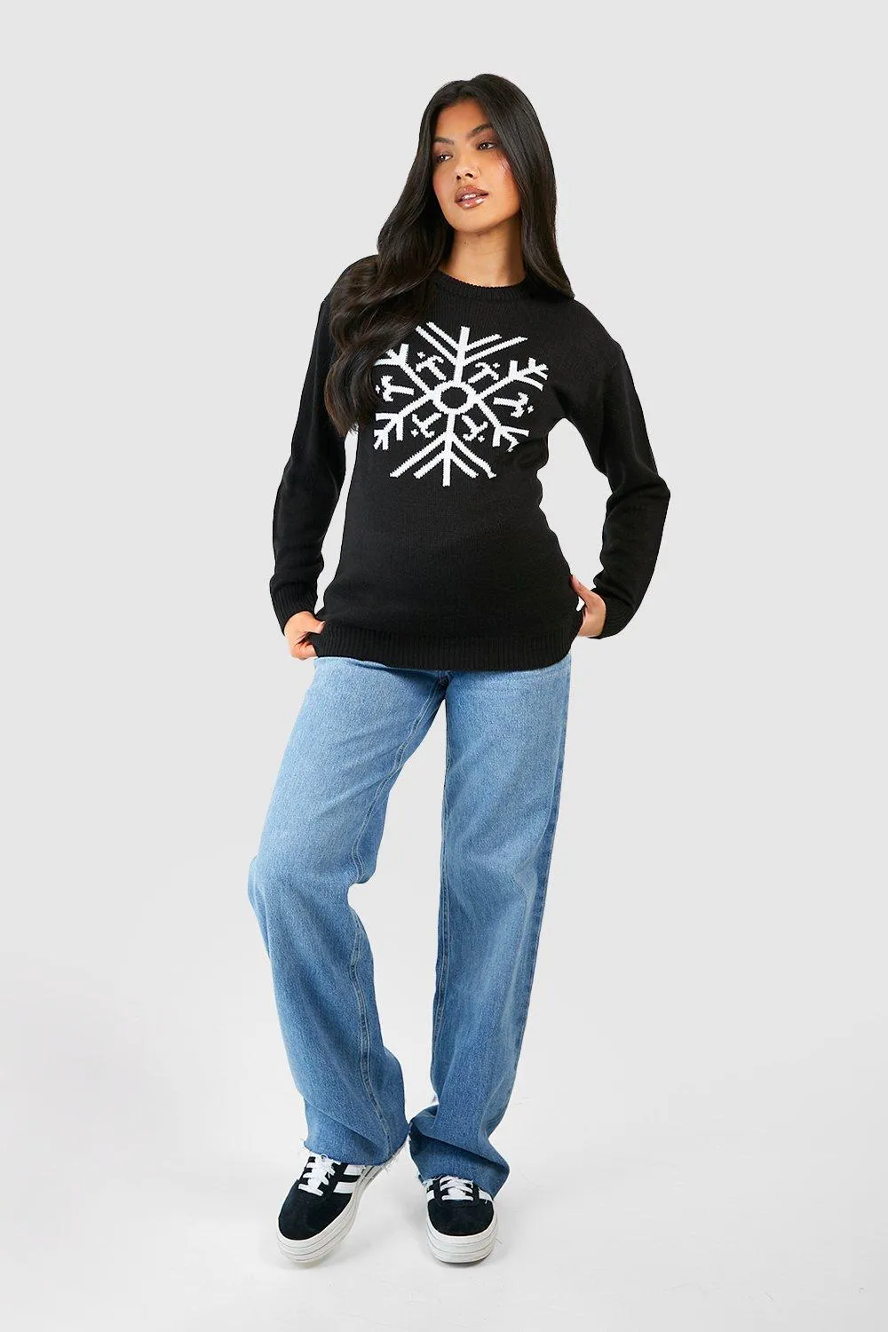 Maternity Snowflake Christmas Jumper - Jumpers & Cardigans | boohoo