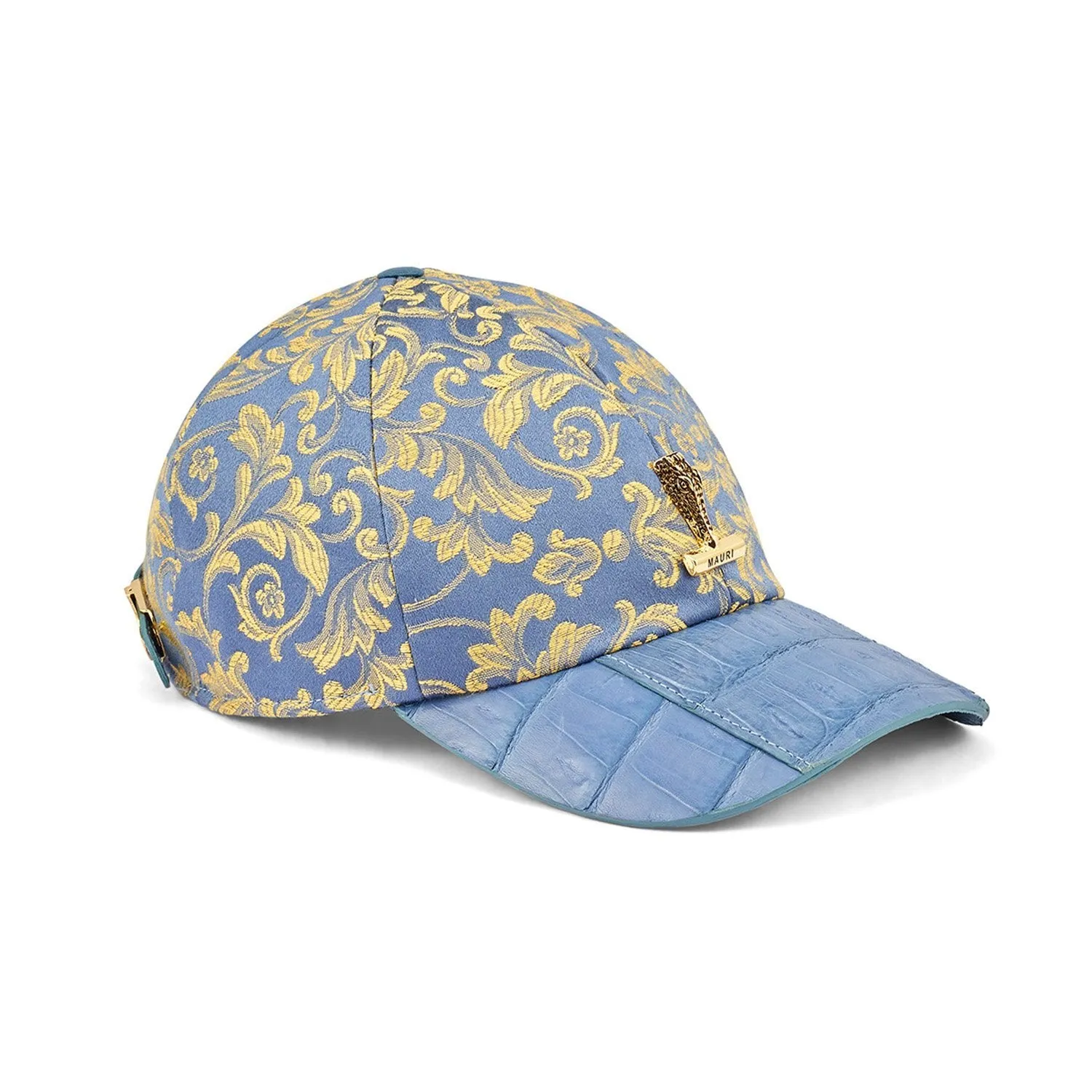 Mauri H65 Men's New Blue Exotic Crocodile / Gobelins Fabric Hat (MAH1021)