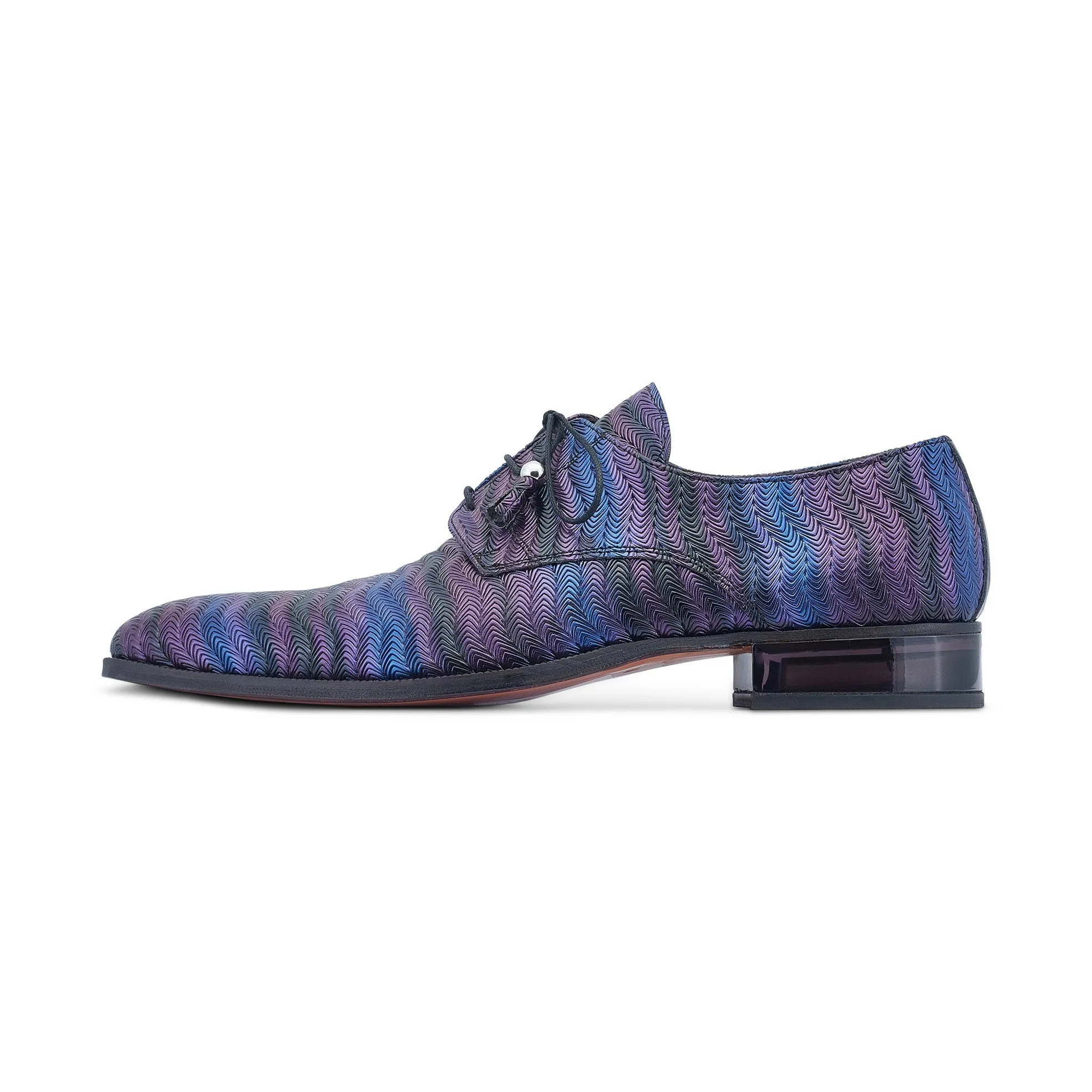 Mauri The Gala 3208 Men's Shoes Blue, Purple & Black Fabric Evening Dress Derby Oxfords (MA5537)