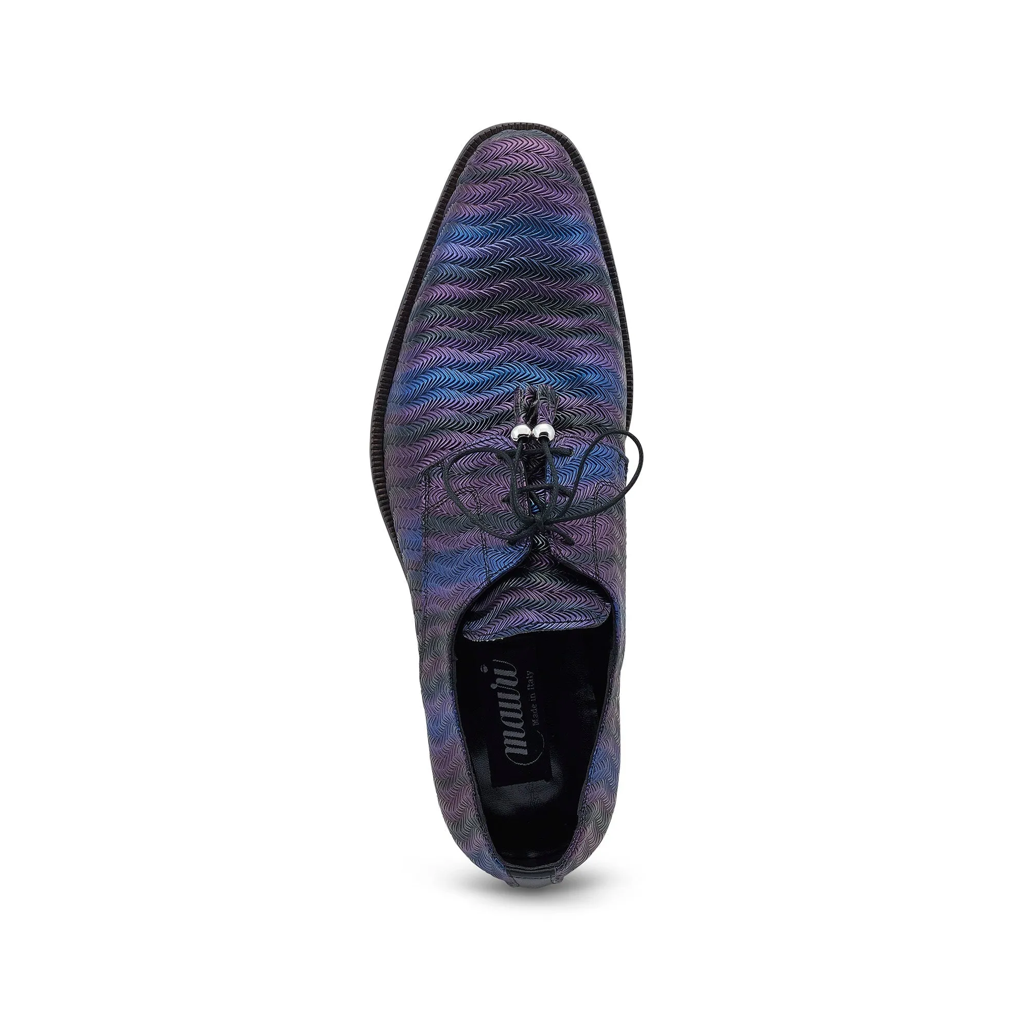 Mauri The Gala 3208 Men's Shoes Blue, Purple & Black Fabric Evening Dress Derby Oxfords (MA5537)