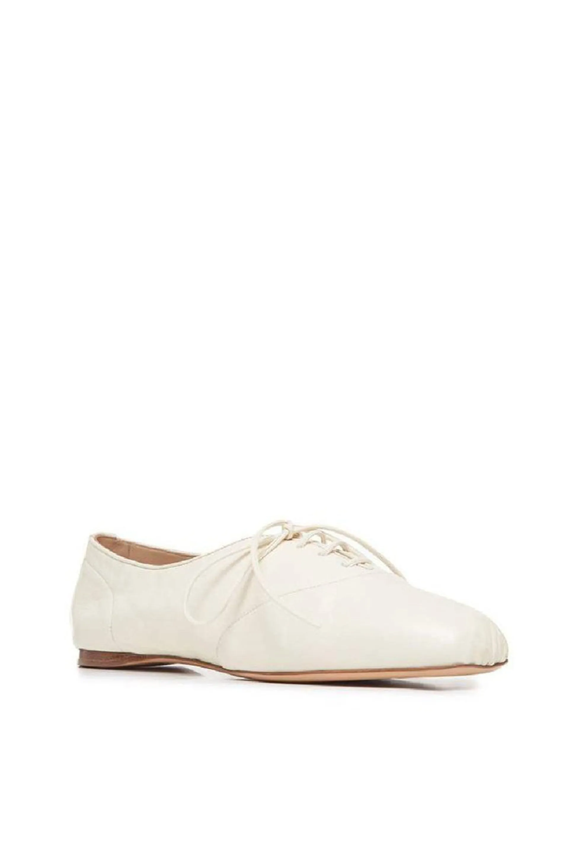 Maya Flat Shoe in Cream Leather