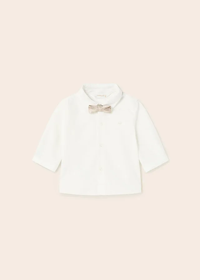 Mayoral newborn boy shirt and bowtie - Natural - Size L