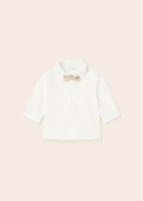 Mayoral newborn boy shirt and bowtie - Natural - Size L