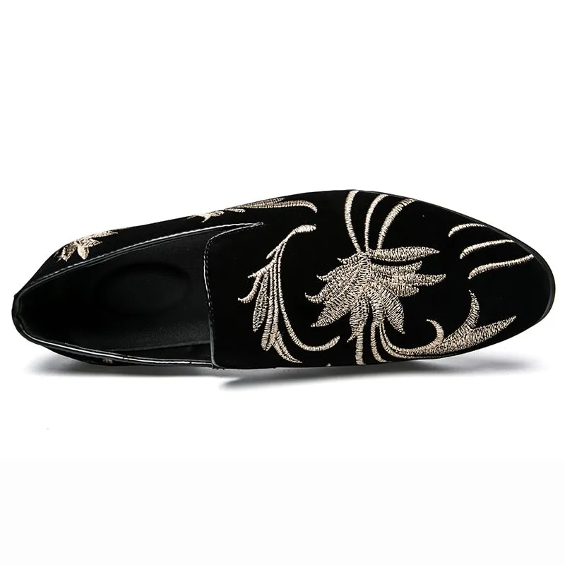 Mbluxy Men's Suede Leather Embroidery Loafers - Men's Casual Fashion