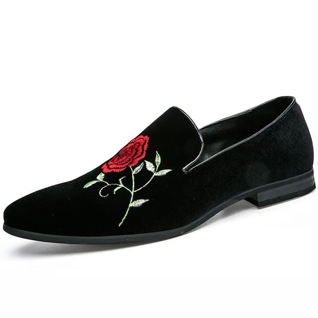 Mbluxy Men's Suede Leather Embroidery Loafers - Men's Casual Fashion