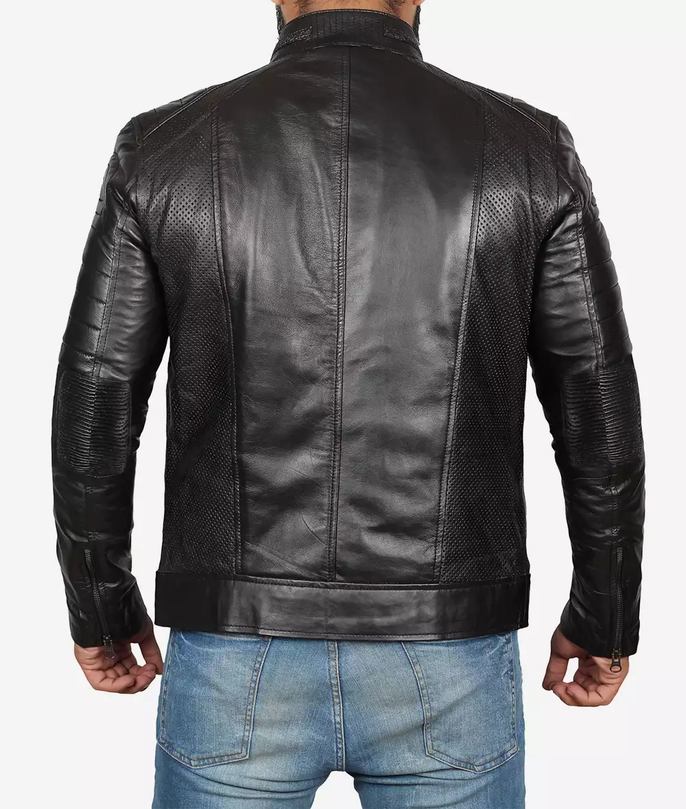 Men's Tall Cafe Racer Black Leather Jacket