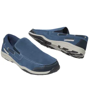 Men's Blue Elasticated Moccasins