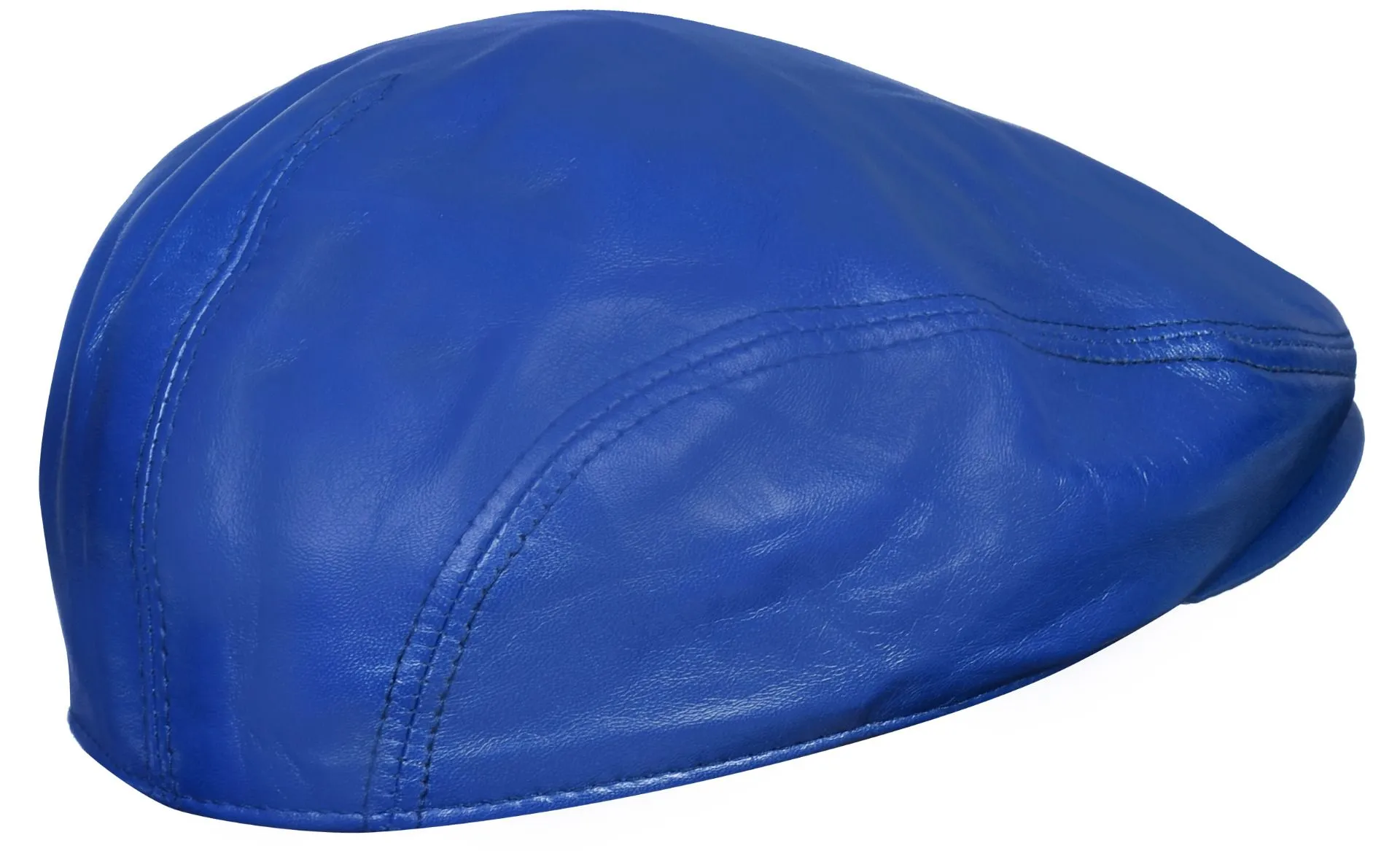 Men's Blue Leather Flat Cap