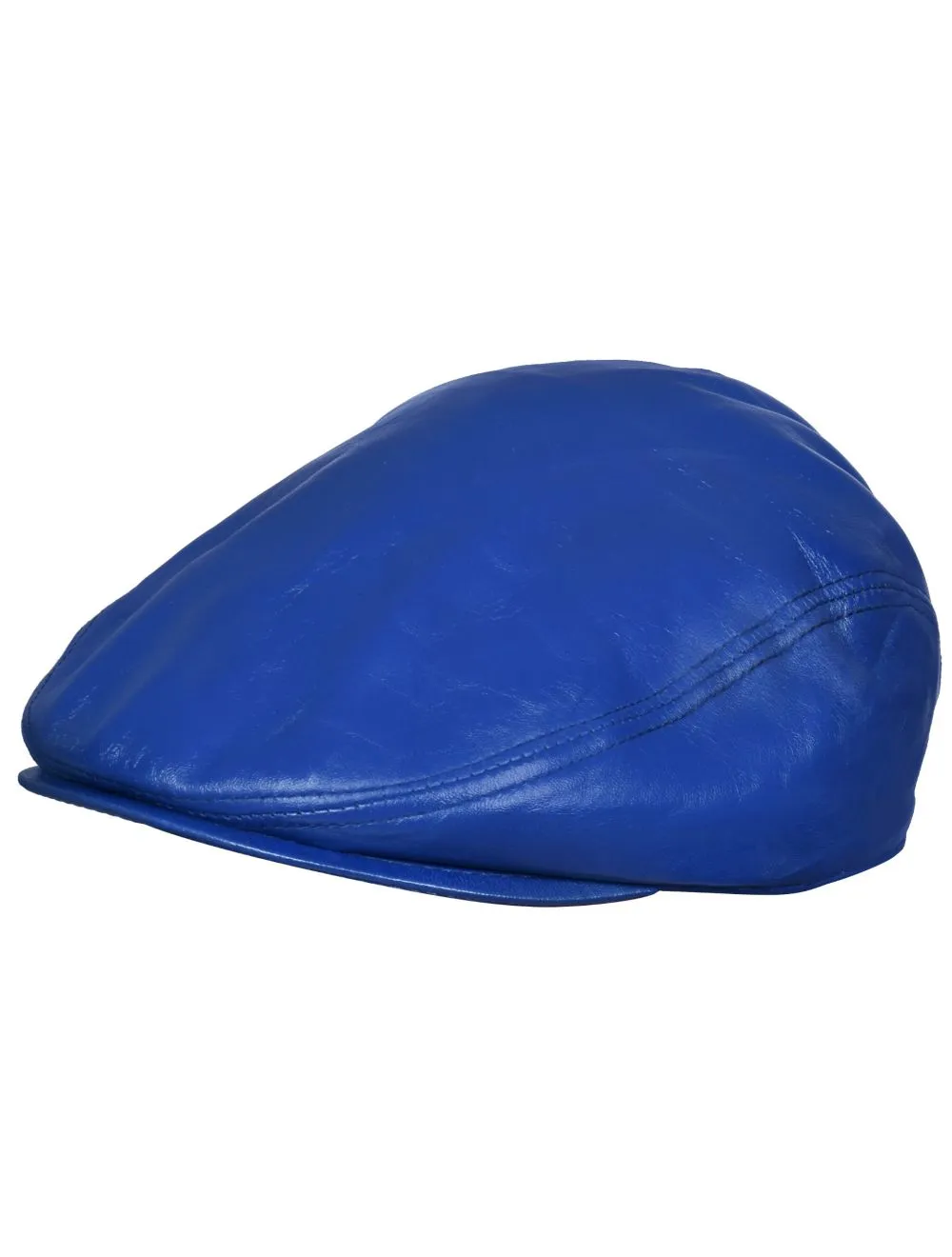 Men's Blue Leather Flat Cap