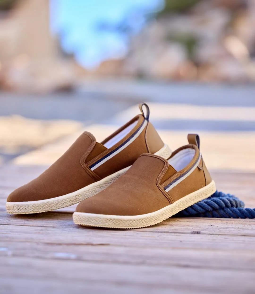 Men's Brown Espadrille-Style Moccasins