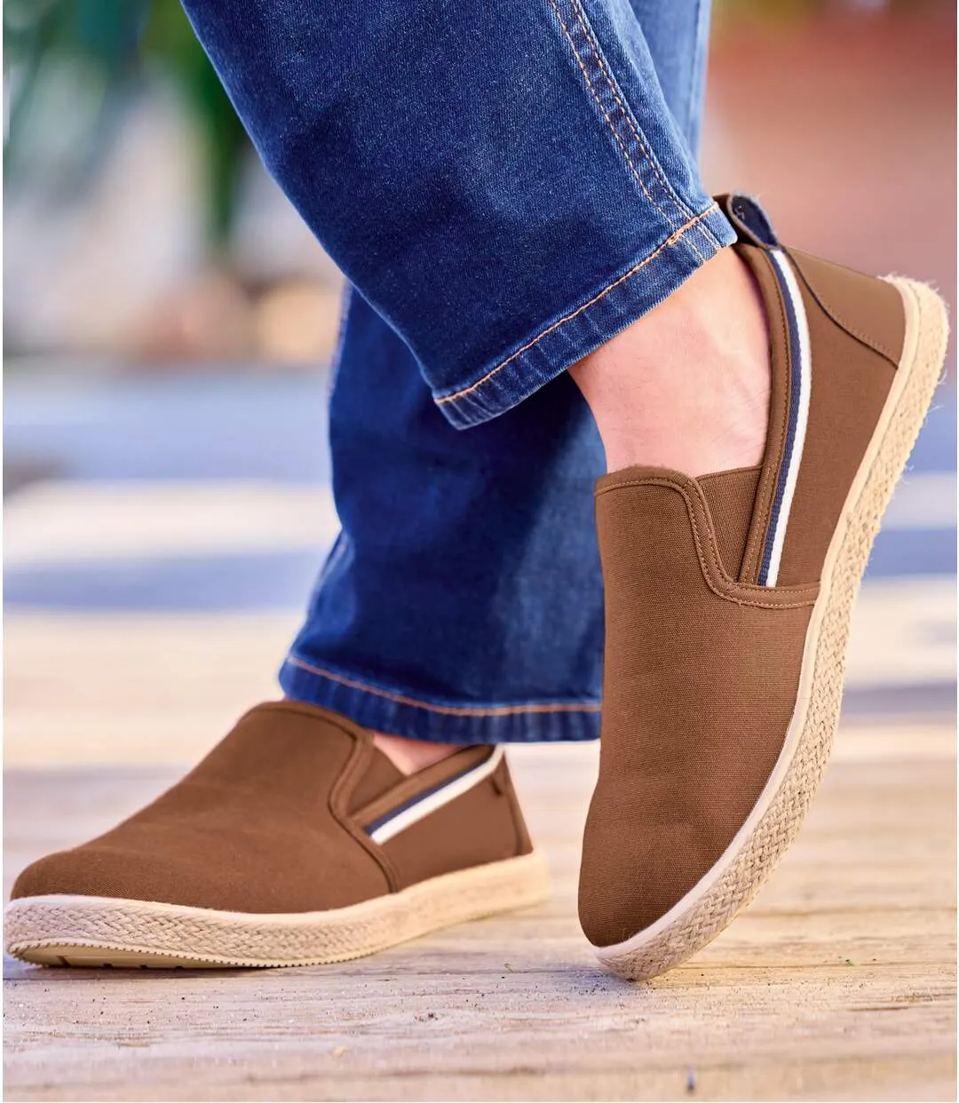 Men's Brown Espadrille-Style Moccasins