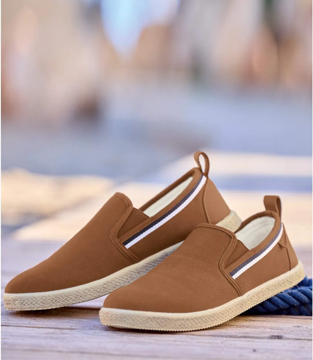 Men's Brown Espadrille-Style Moccasins