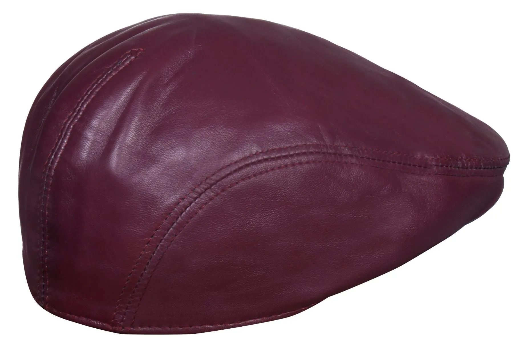 Men's Burgundy Leather Flat Cap