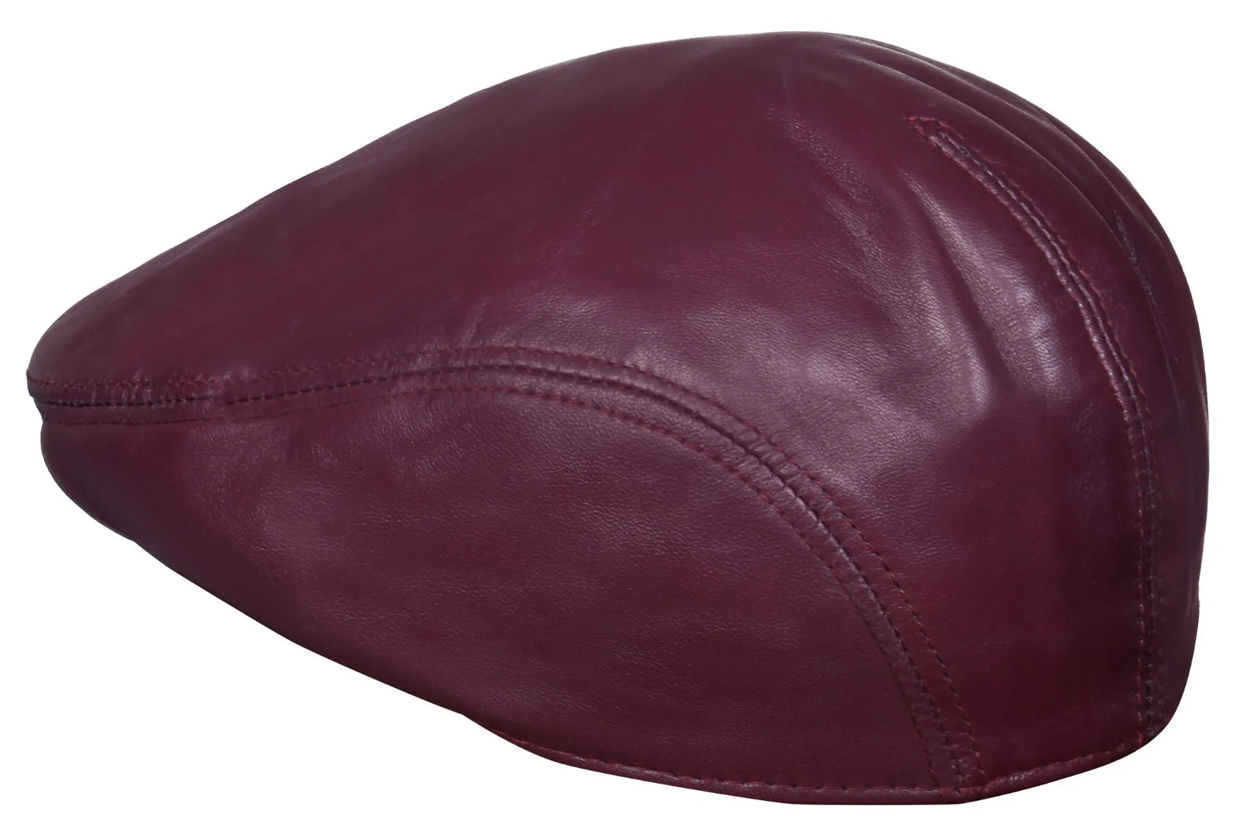 Men's Burgundy Leather Flat Cap