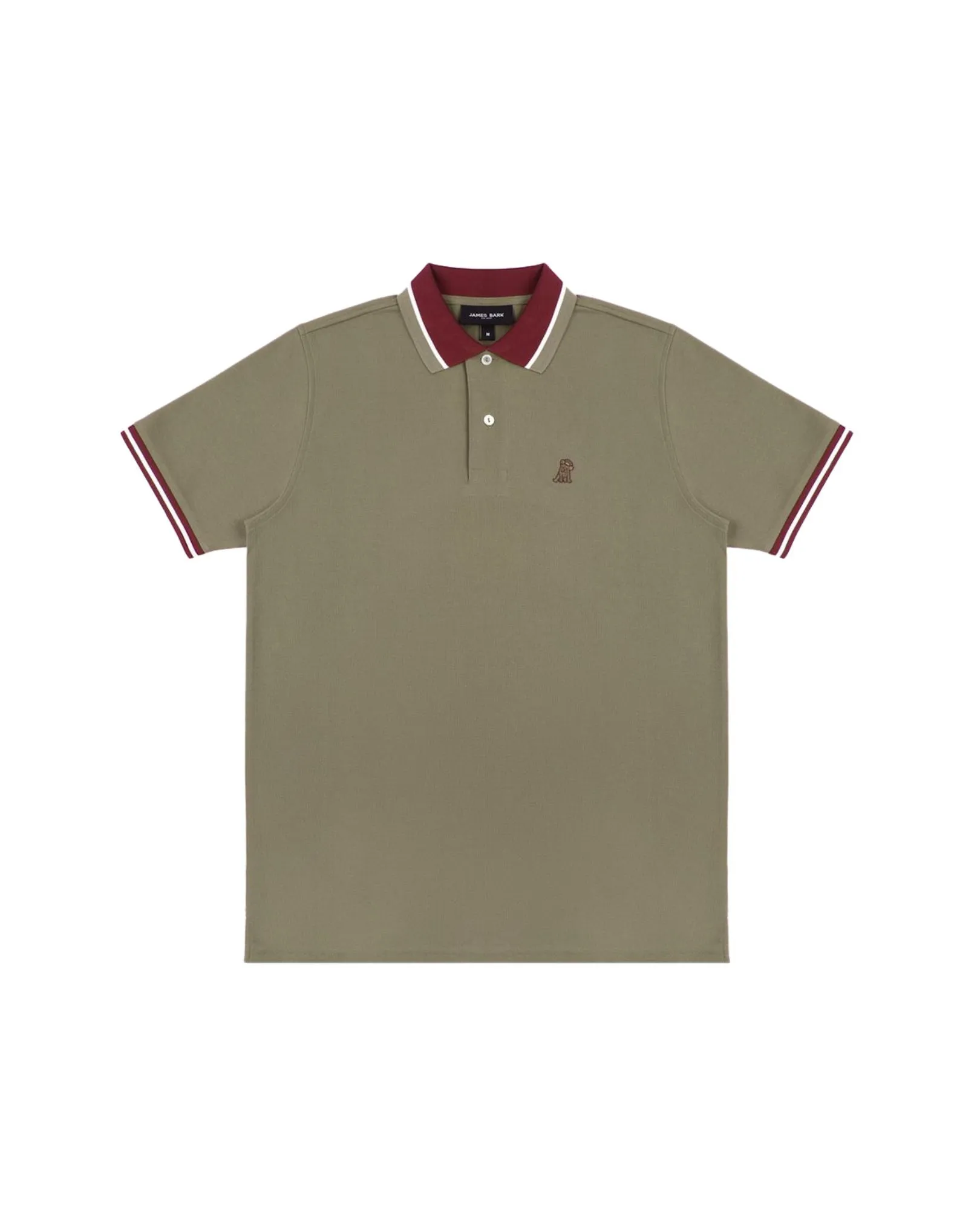 Men's Contrast Neck Lines Detail Polo Shirt - Greige A228