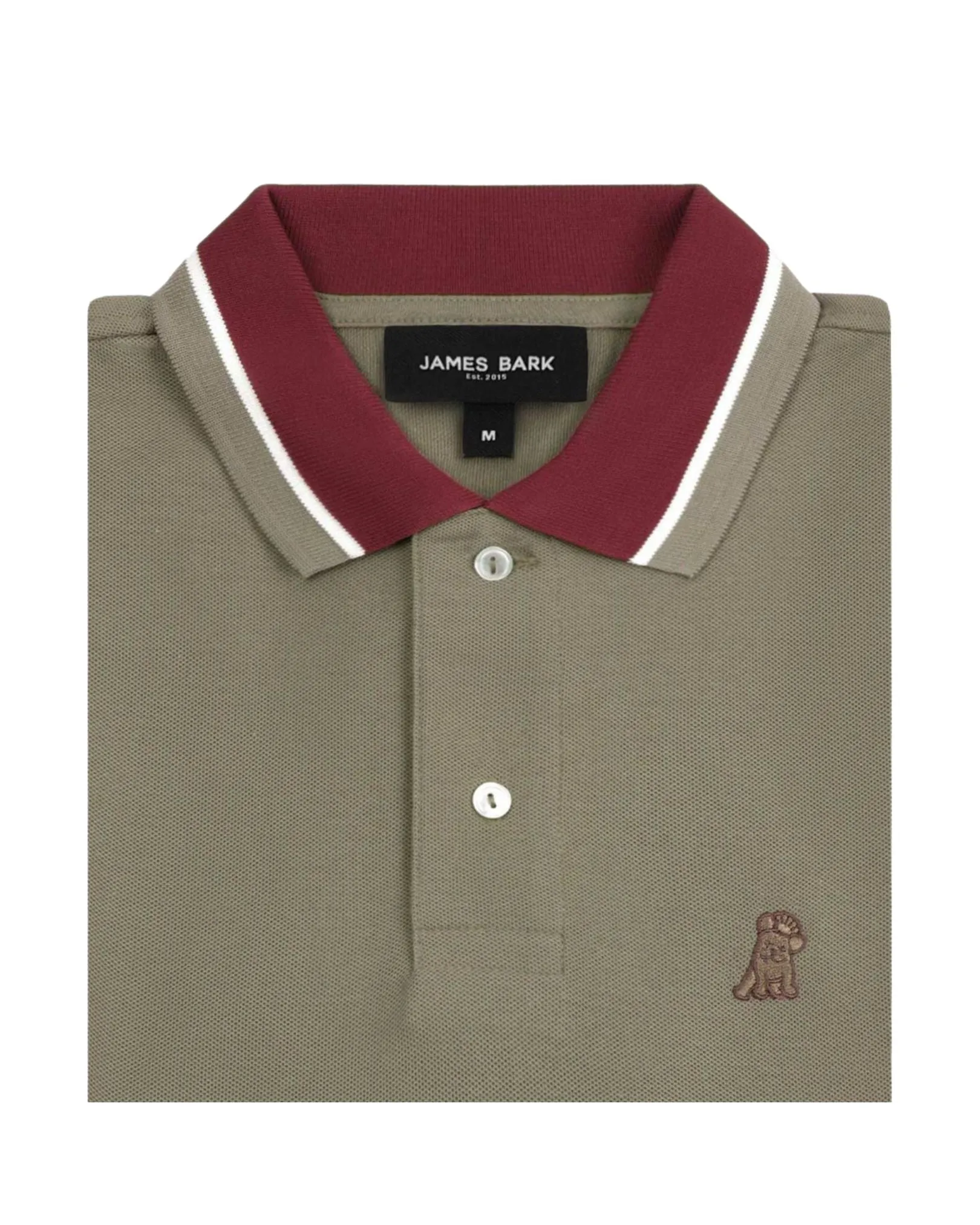 Men's Contrast Neck Lines Detail Polo Shirt - Greige A228