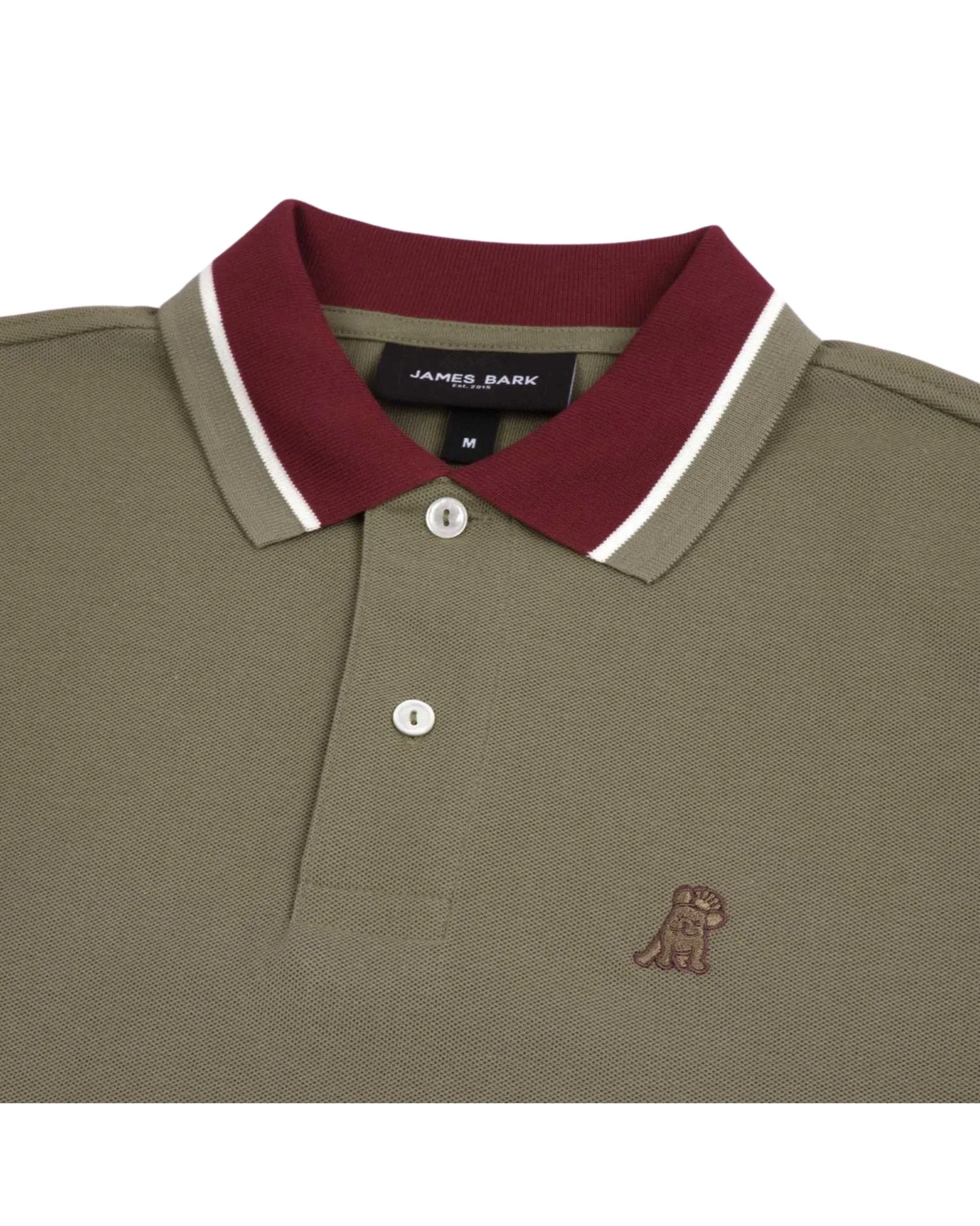 Men's Contrast Neck Lines Detail Polo Shirt - Greige A228