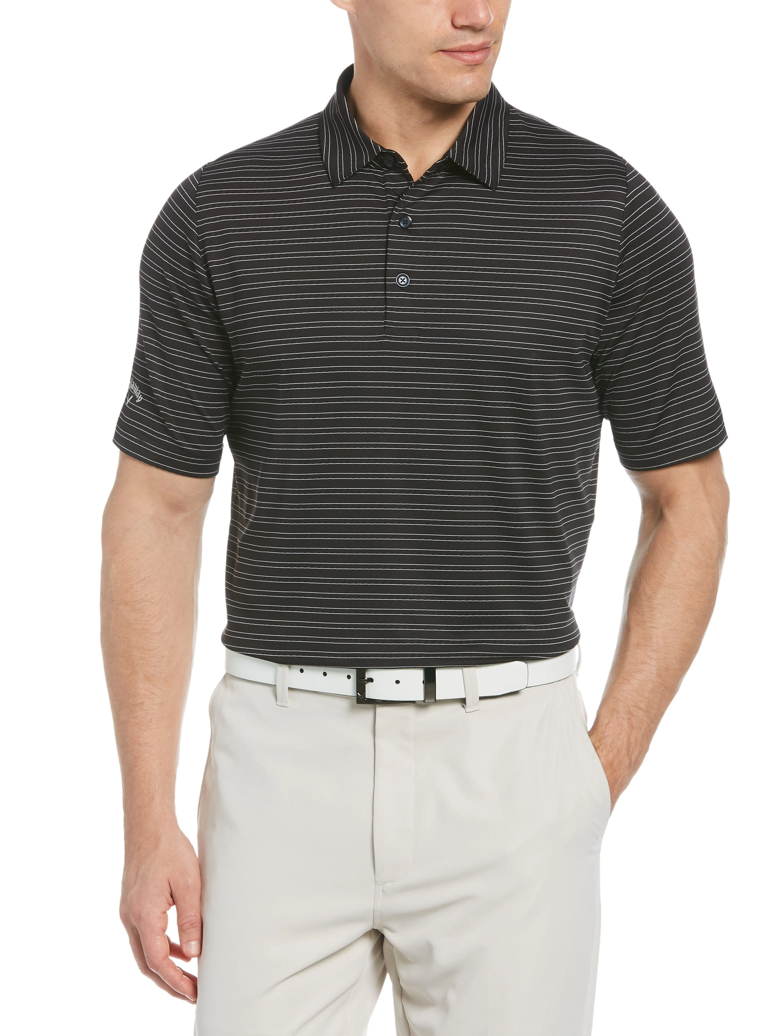 Men's Fine Line Ventilated Stripe Polo Shirt