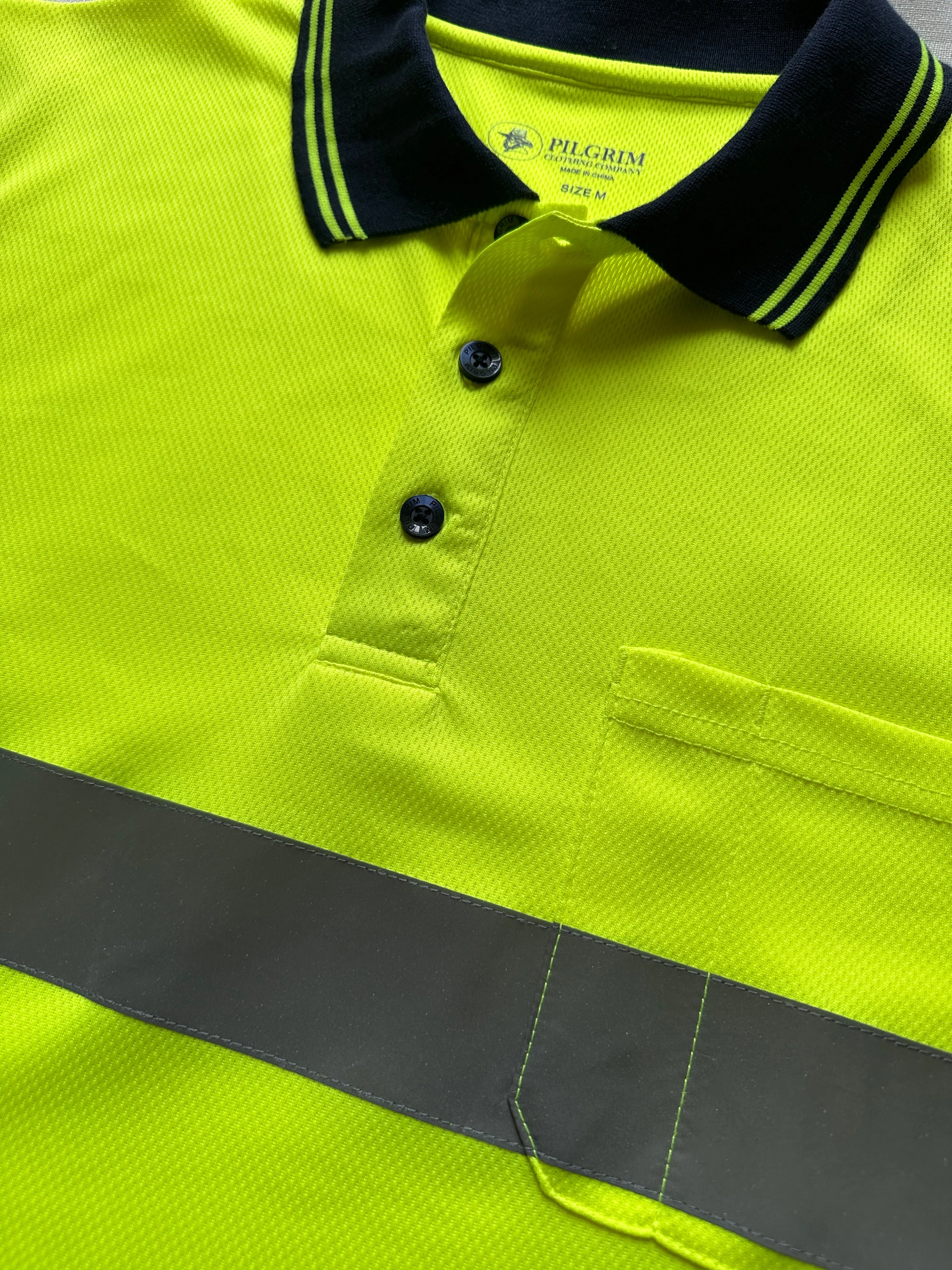 Mens Hi-Vis Taped Short Sleeve Polo Shirt