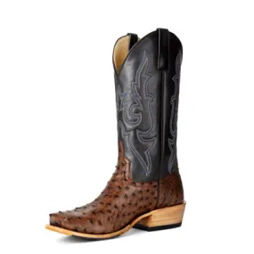 Mens Horse Power Steerhide Ostrich Print Western Boot HP9505