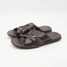 Men's Leather Sandals with Crossed Straps