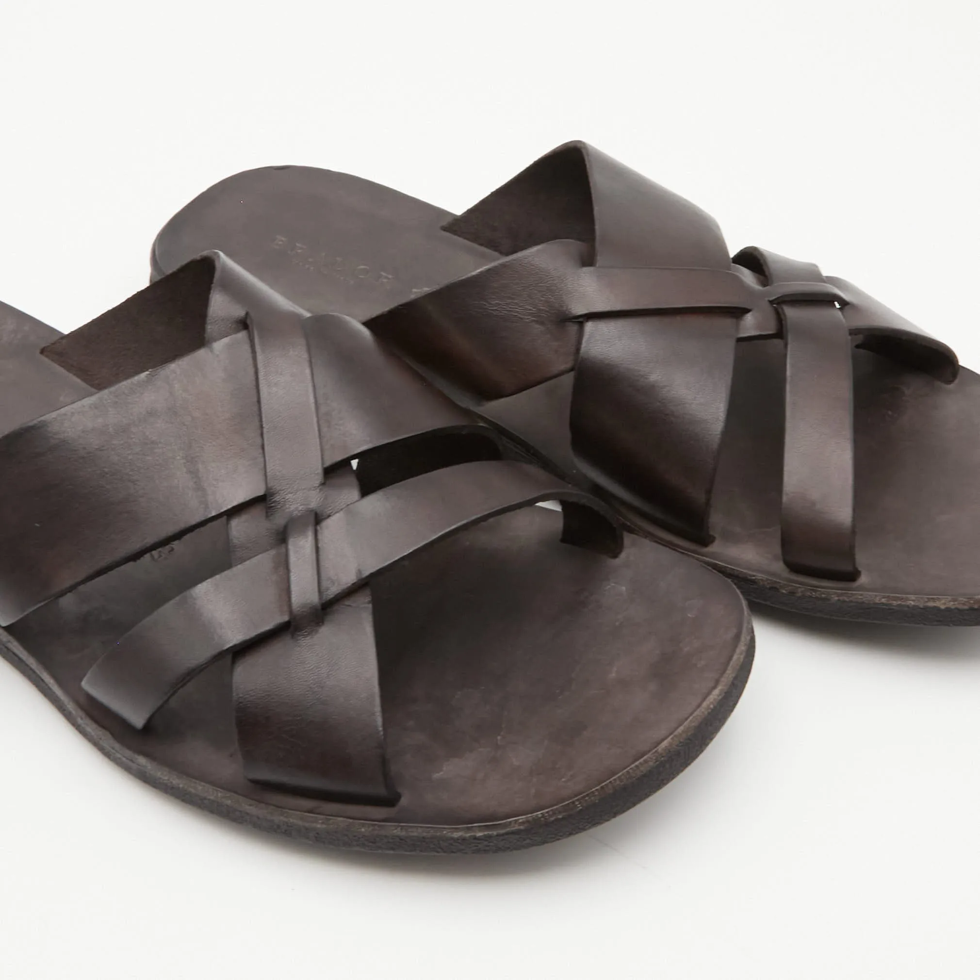 Men's Leather Sandals with Crossed Straps