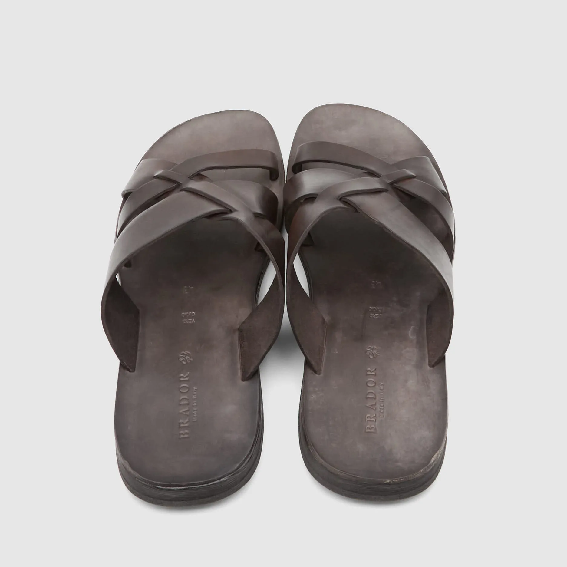 Men's Leather Sandals with Crossed Straps