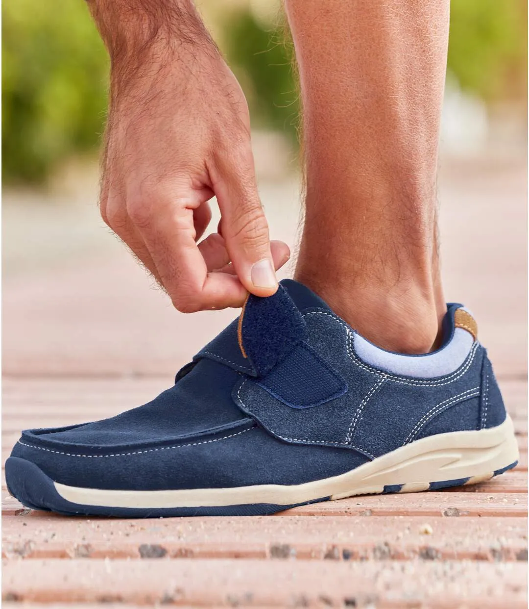 Men's Navy Boat-Style Moccasins