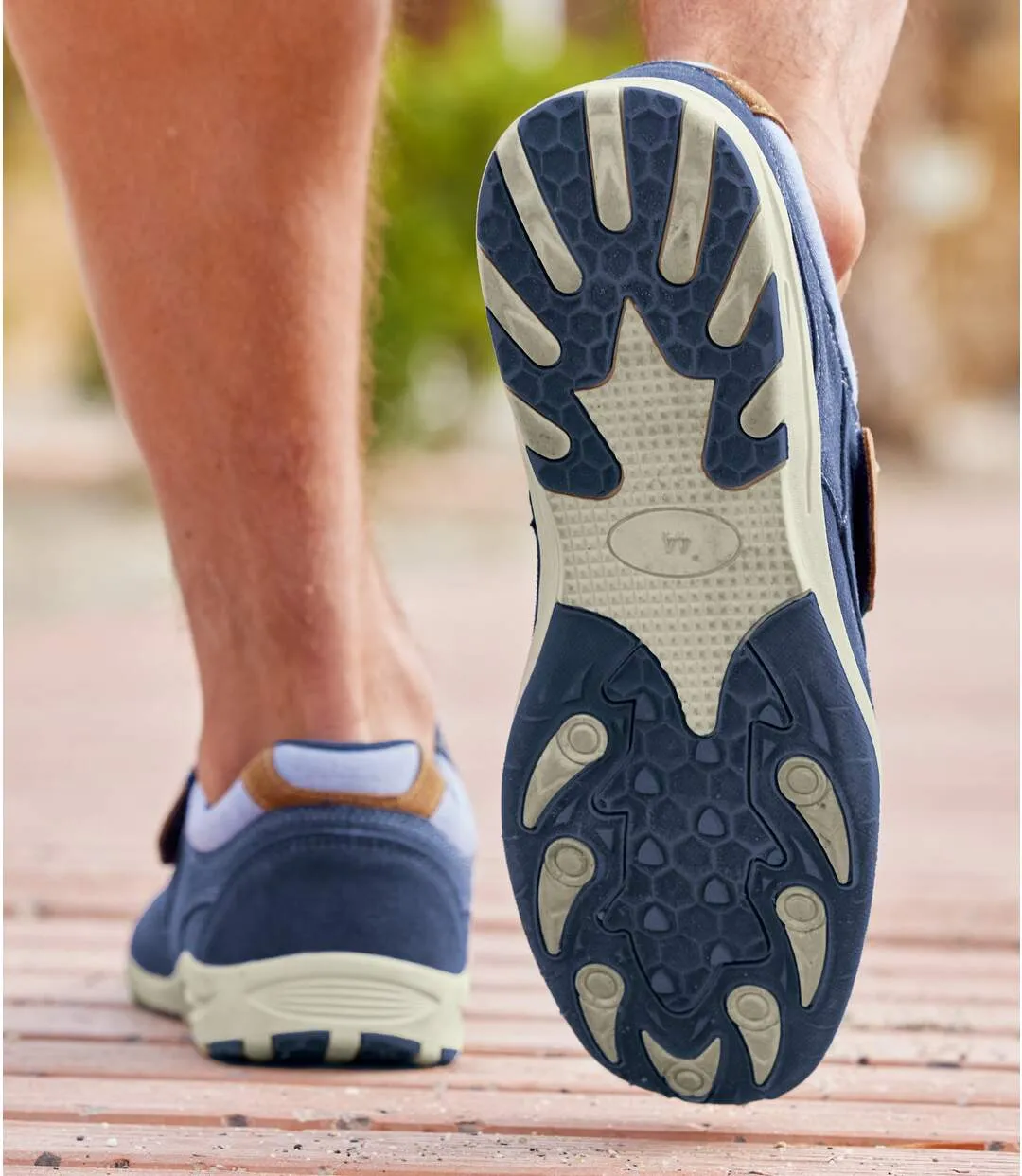 Men's Navy Boat-Style Moccasins