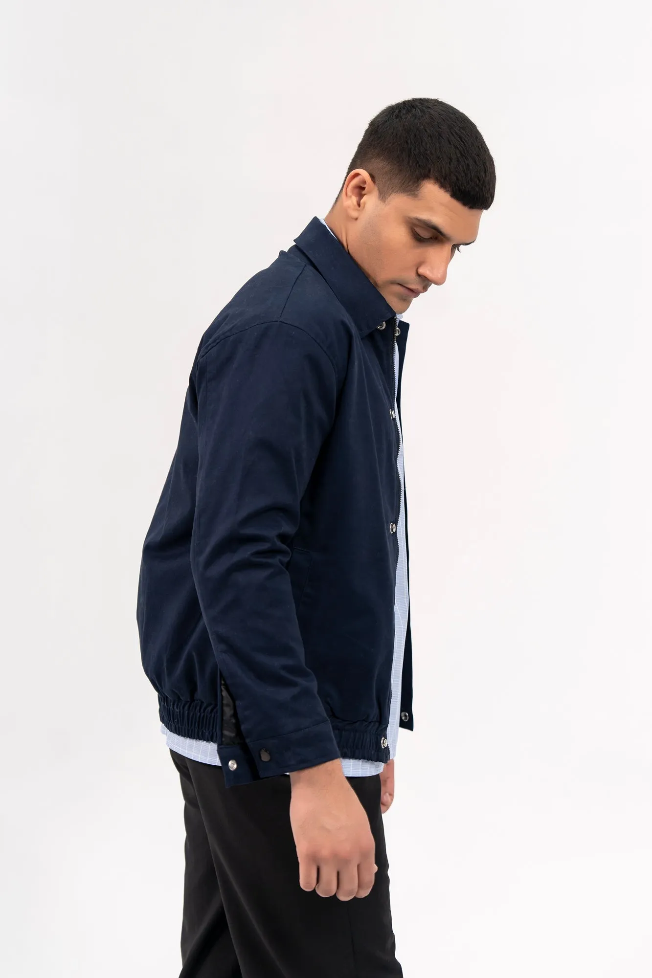 Men's Regular Fit Twill Jacket - Navy Blue