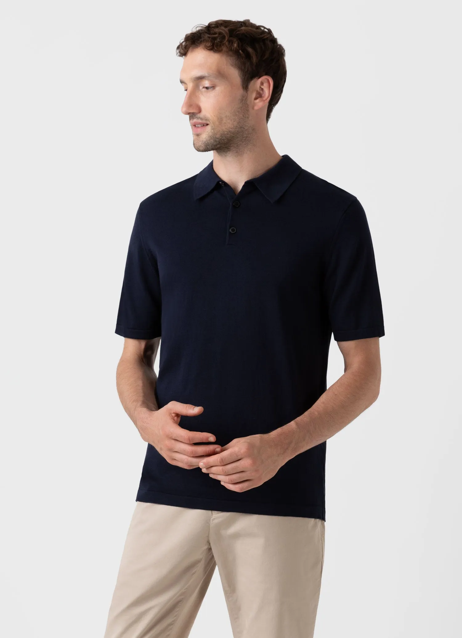 Light Navy Men's Sea Island Cotton Polo Shirt