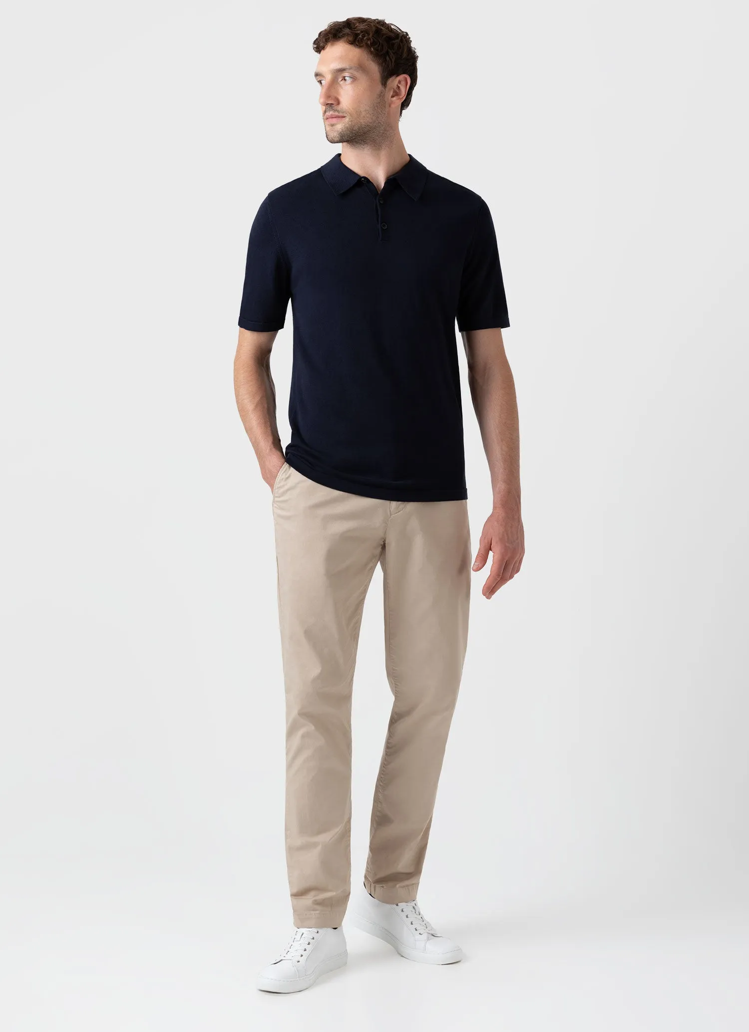 Light Navy Men's Sea Island Cotton Polo Shirt