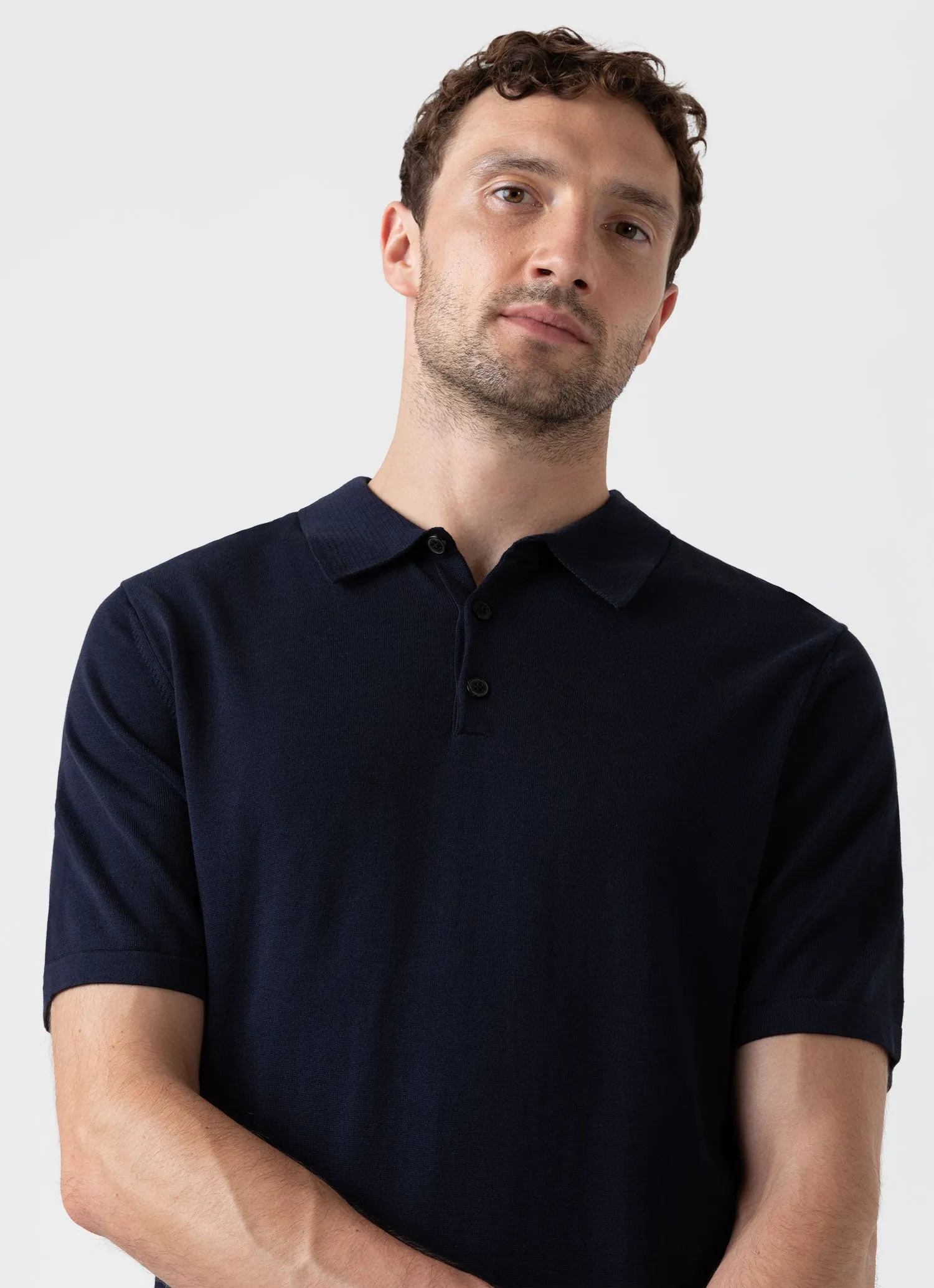 Light Navy Men's Sea Island Cotton Polo Shirt