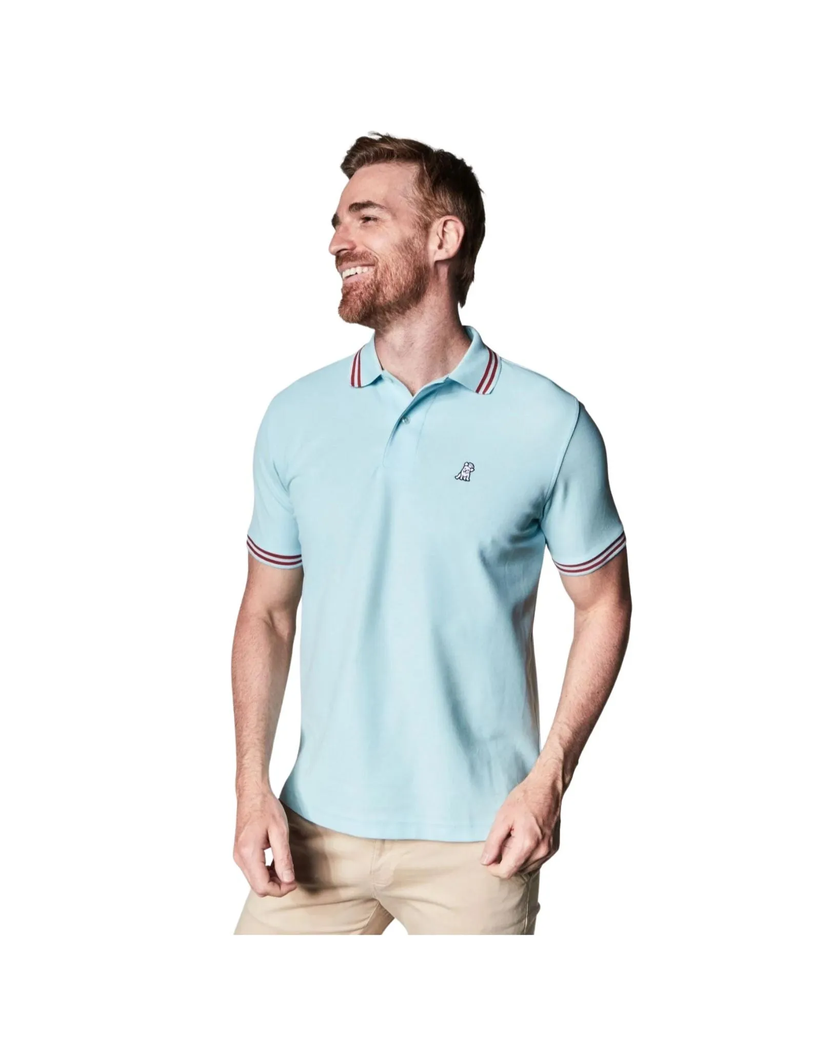 Men's Stripe Collar Polo Shirt - Blue Glow A50