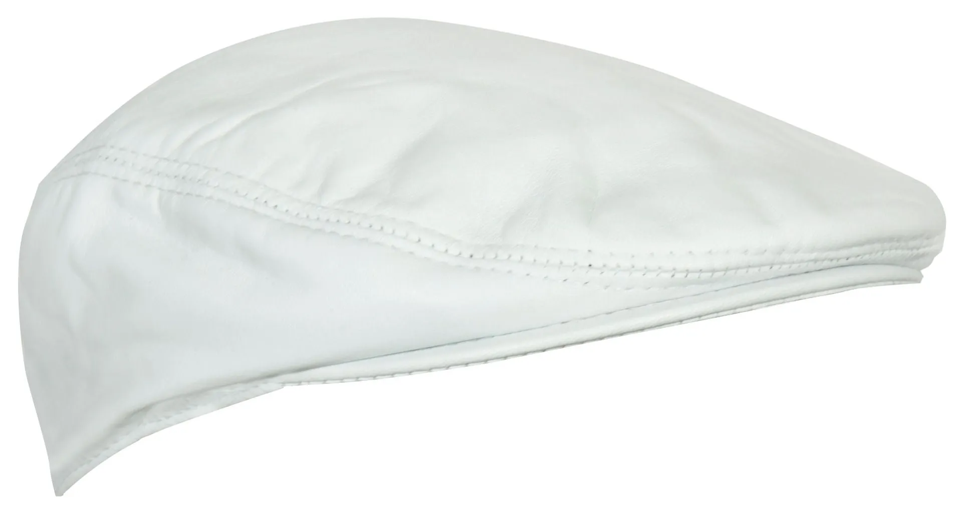 Men's White Leather Flat Cap