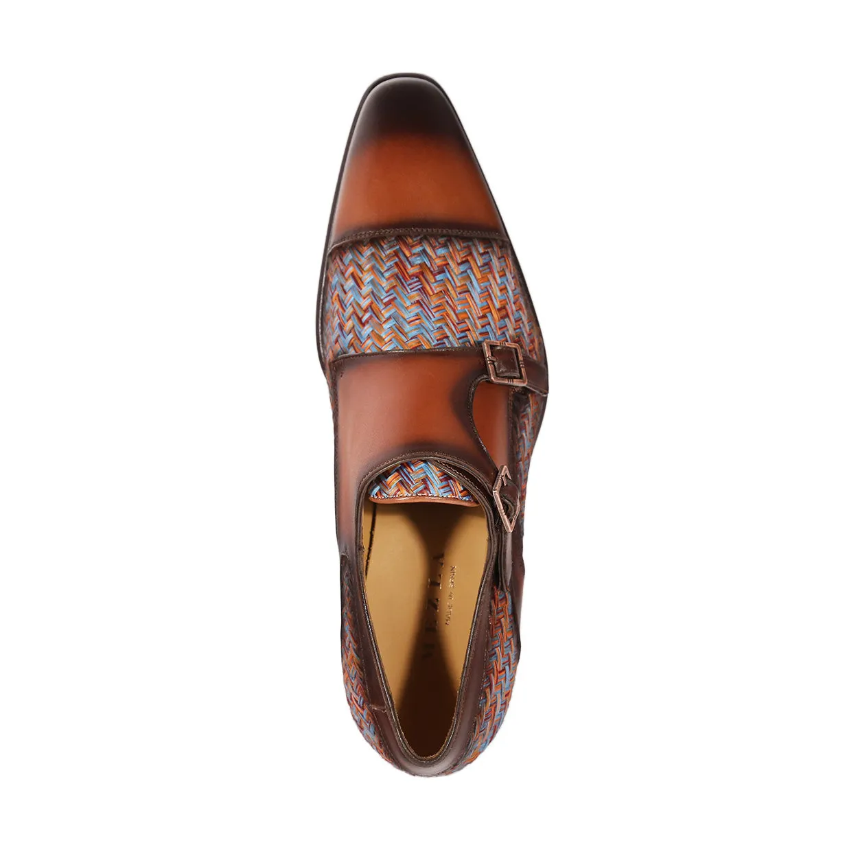 Mezlan Palomar 20688 Men's Shoes Multi-Color Fabric / Calf-Skin Leather Dress/ Formal Monk-Straps Loafers (MZS3622)