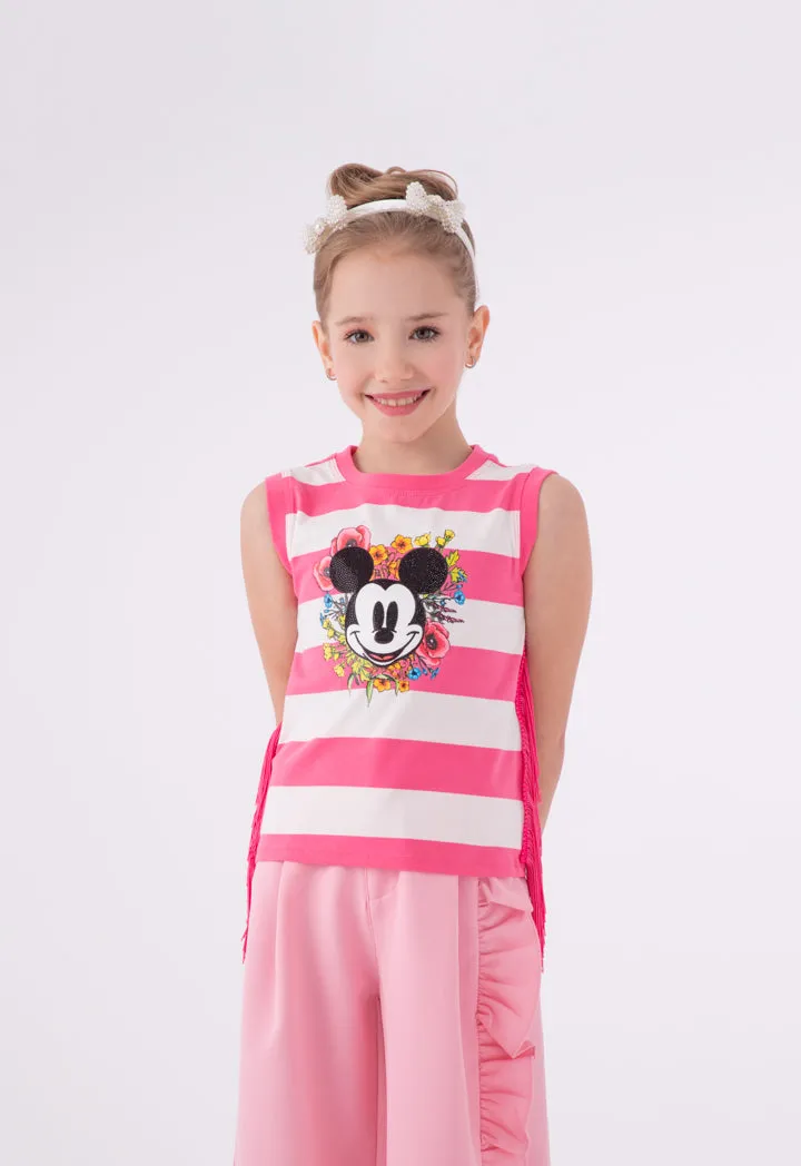 Mickey Mouse Striped Side Tassel Tank Top