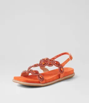 MIDAS Yanda Orange Suede Jewels Sandals