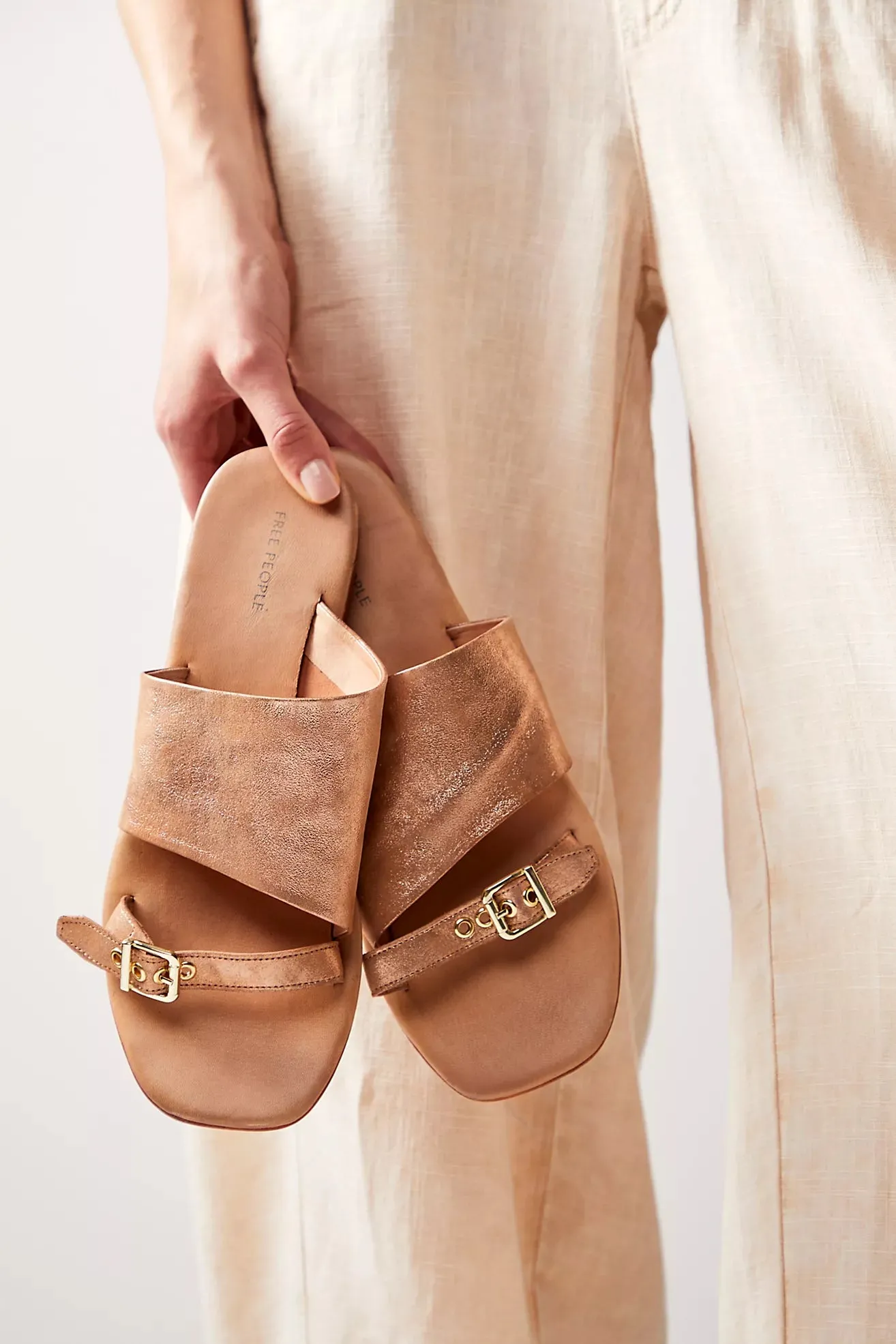 Mila Minimal Flat Sandals - Rose Gold